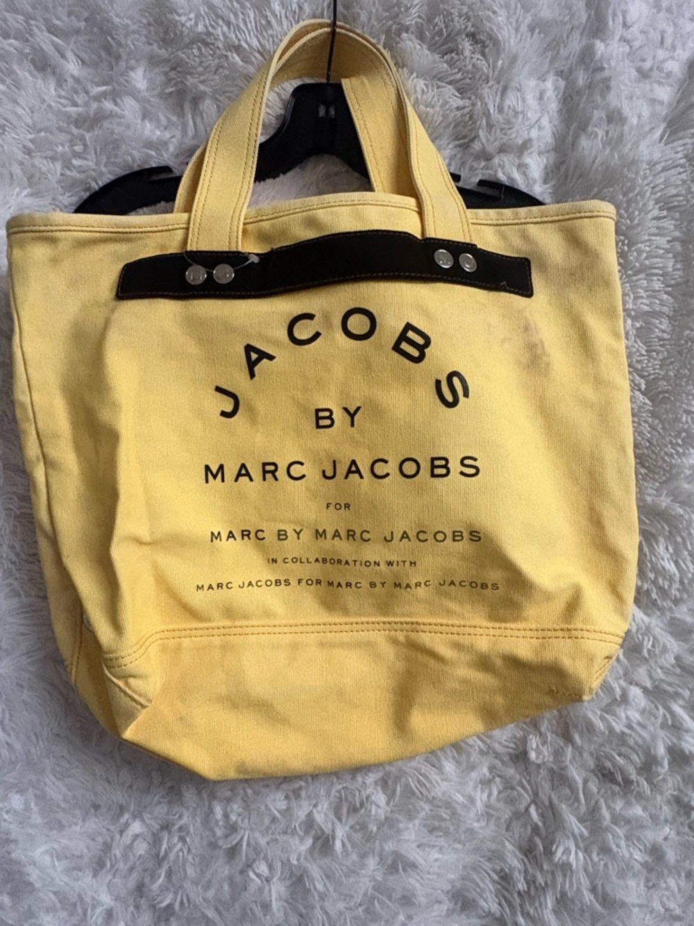 Marc Jacobs Yellow Canvas Logo Tote with Black Accent